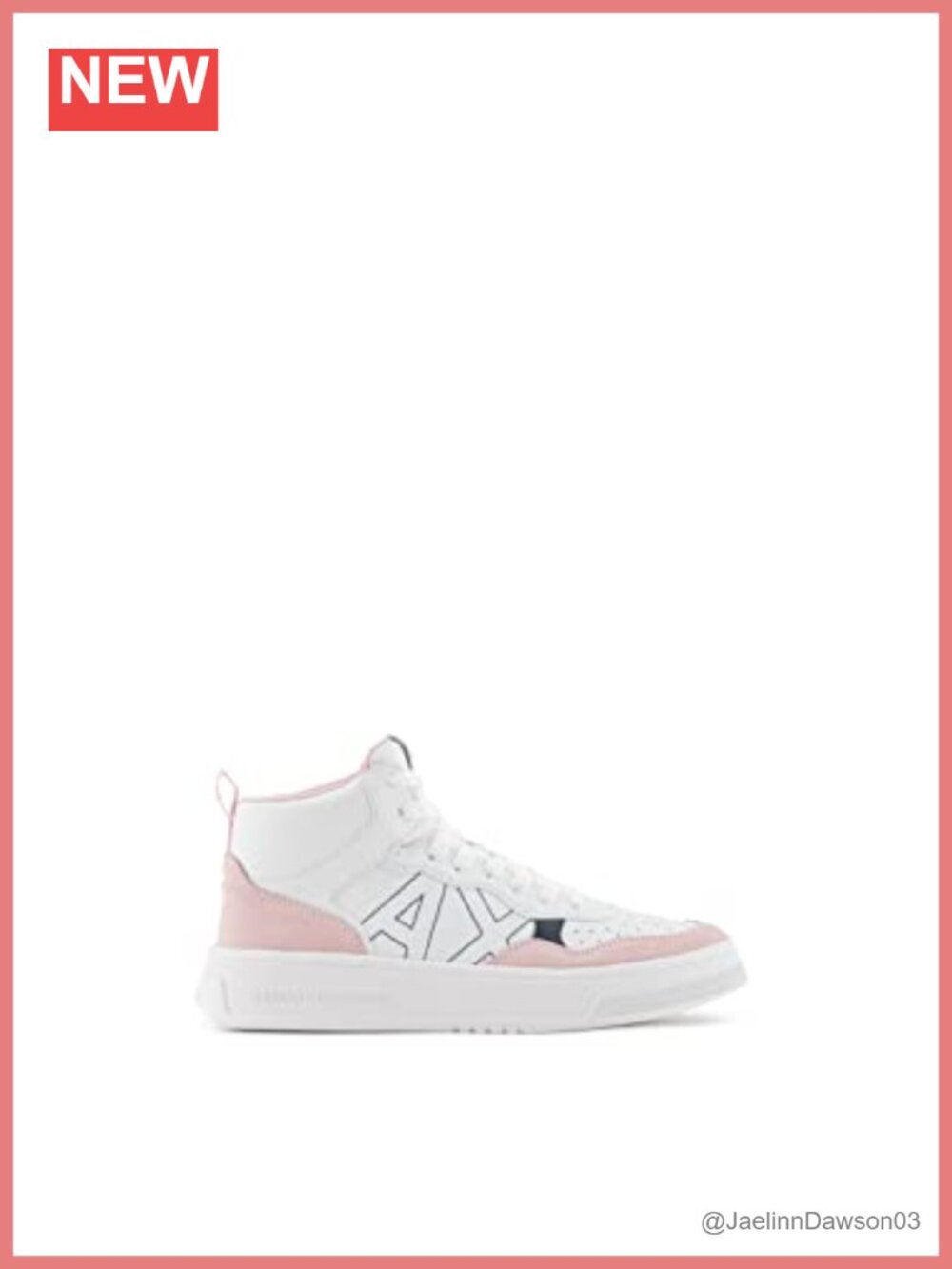 Armani Exchange High Top Sneakers Women PU Leather Lace Up Skate Shoes